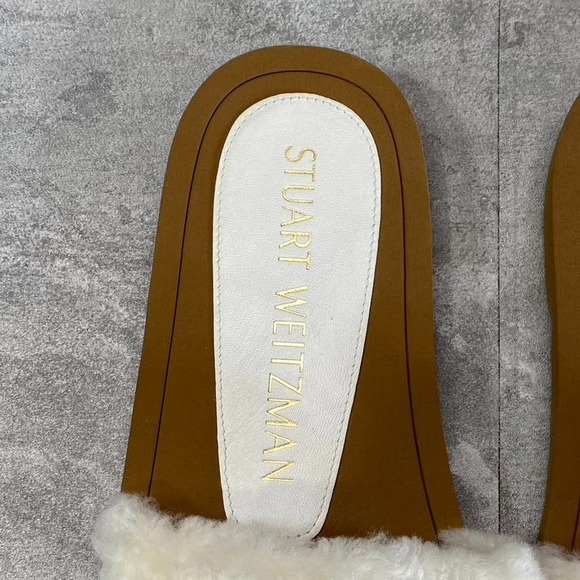 Stuart Weitzman Women's Natural Cammy Shearling Strap Slide Sandal SZ 6.5 B - Picture 4 of 10
